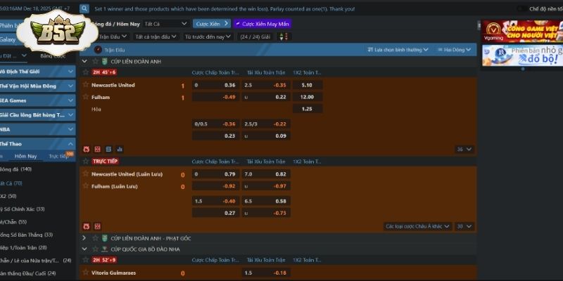 Cá cược bóng đá thông qua kết quả tổng số bàn thắng trong trận đấu